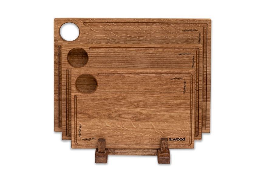Набор кухонных деревянных разделочных досок Woodbest на подставке, 3 предмета А-1033 фото