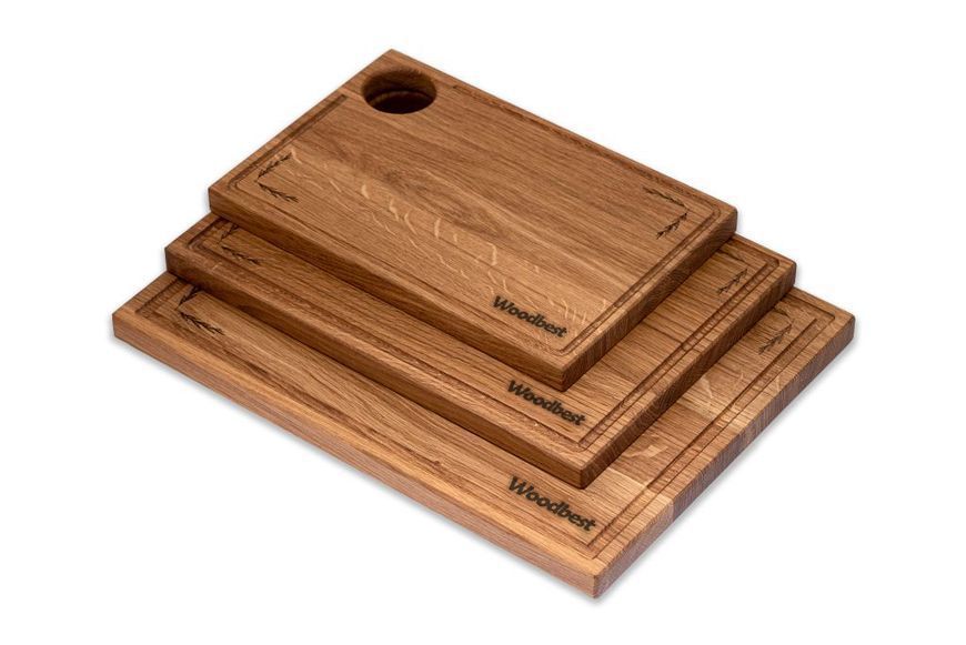 Набор кухонных деревянных разделочных досок Woodbest на подставке, 3 предмета А-1033 фото