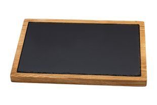 Прямоугольная сервировочная доска Woodbest со сланцевой пластиной, 33х23см А-9146 фото