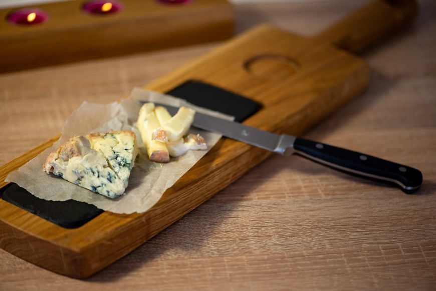 Сервірувальна дошка Woodbest лофт з ручкою та сланцевою пластиною А-9147 фото