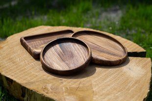 Комплект деревянных сервировочных тарелок, три предмета Woodbest А-9191 фото