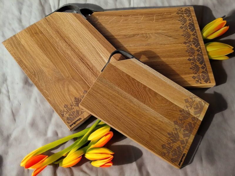 Деревянная кухонная разделочная доска Woodbest с принтом 30х20 см А-1307 фото