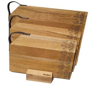 Набор кухонных деревянных разделочных досок  Woodbest на подставке и с принтом "Вышиванка" А-1035 фото